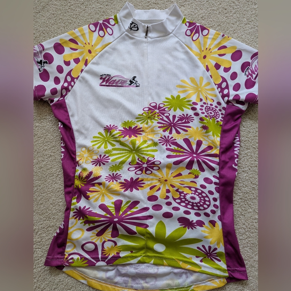 Women's cycling jersey floral hot pink ride like a girl